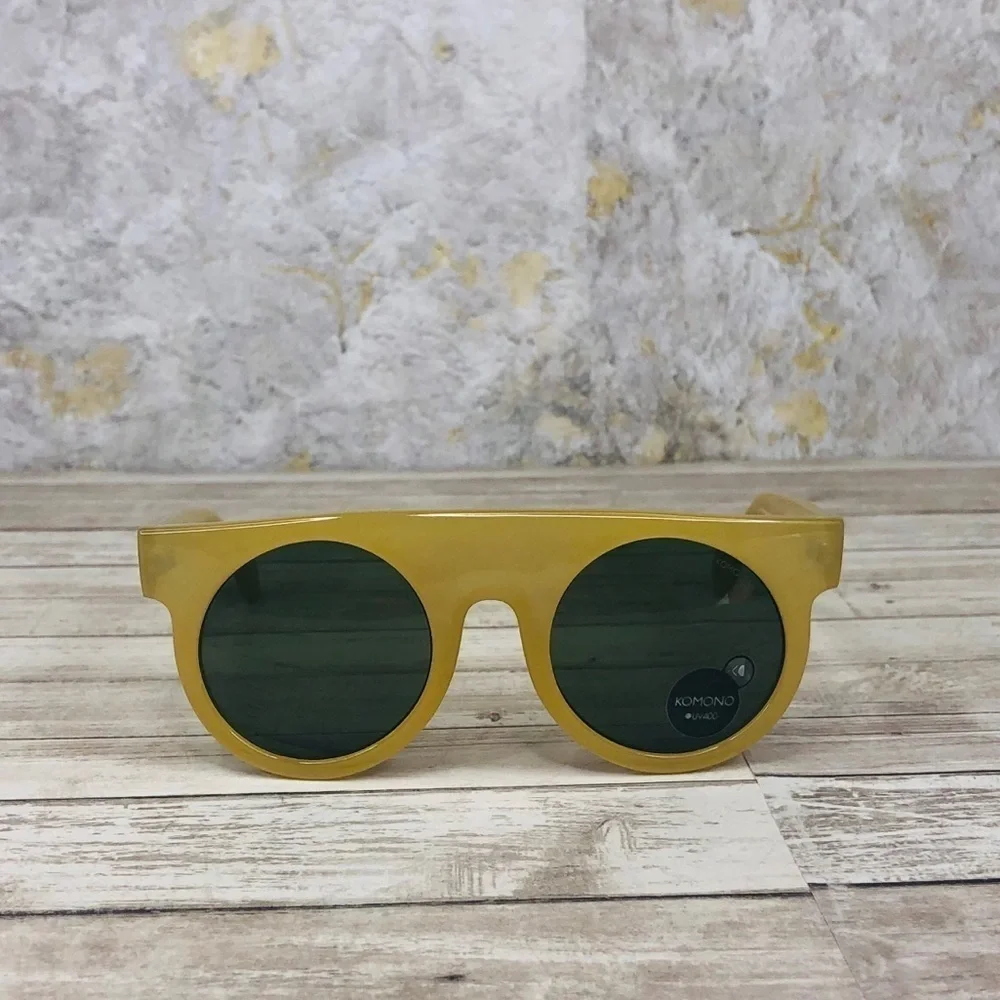 KOMONO Hippolyte Milky Bone Sunglasses NEW shield yellow gold